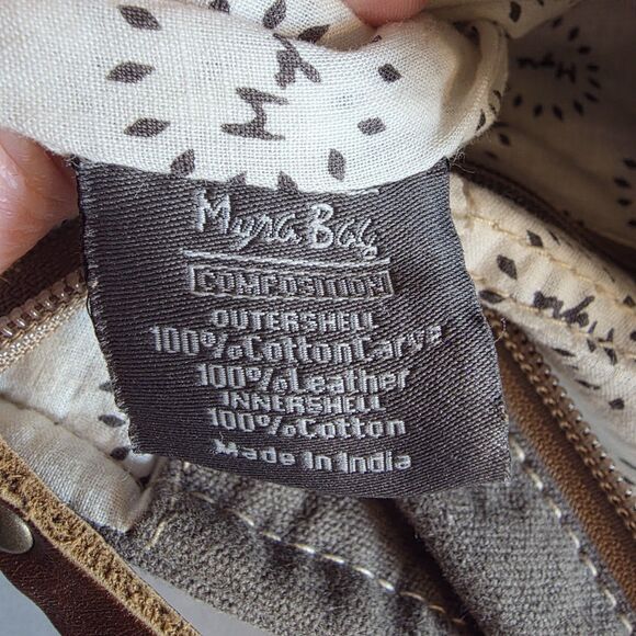 Myra Bag - Floral Canvas Leather - Crossbody Shoulder Boho Cottagecore Artisan - Picture 7 of 8